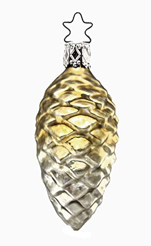 Inge-Glas Golden Pinecone 1-249-17 German Glass Christmas Ornament
