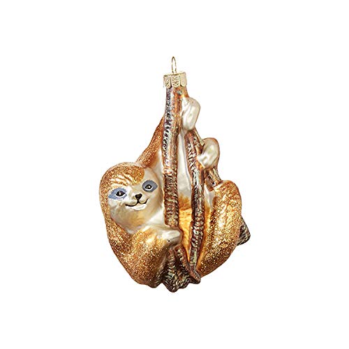 Raz 4.5″ Hanging Sloth Glass Christmas Ornament 3952981