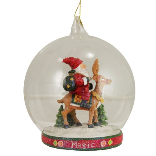 4.5″ Mary Engelbreit Santa and Reindeer Magic Globe Christmas Ornament