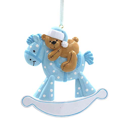 Rudolph and Me Baby’s First Christmas Ornaments 2019,Personalize Christmas Ornament,Free Tool with Gifts Box Provided, Made of Resin (Horse-Blue)