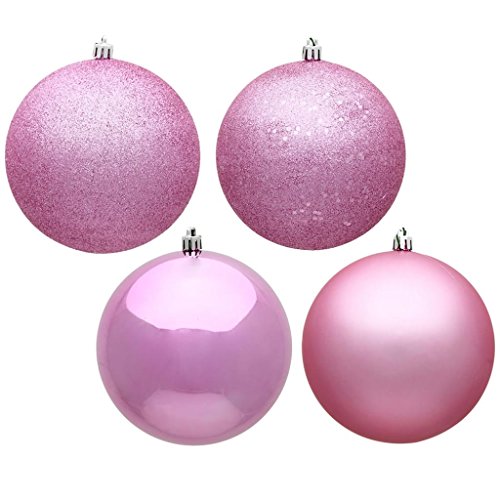 Vickerman 485668-6 Pink 4 Assorted Finishes Ball Christmas Tree Ornament (Set of 4) (N591579BX)