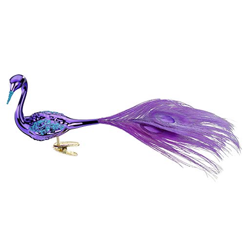 Inge-glas Clip-On Bird Glamour Peacock Dark Purple Shiny 10148S019 German Glass