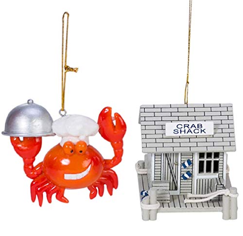 Beachcombers Summer Themed Christmas Ornaments, Crab Chef and Crab Shack