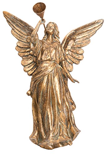 One Holiday Lane Elegant Antique Gold Angel Blowing Horn Wall Hanging Christmas Decoration (Facing Left)