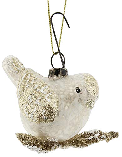 Bethany Lowe Gold Glittered Silver Glass Bird Ornament