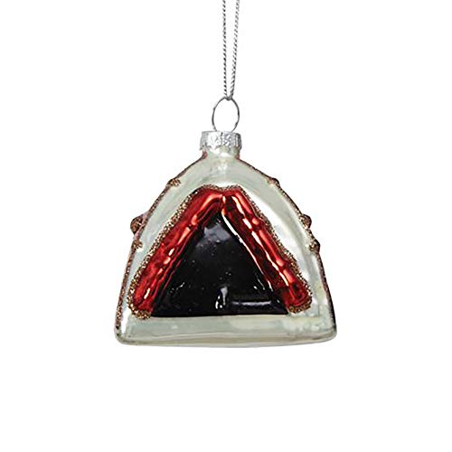 Creative Co-op Tent Rosy Red 3 inch Hand-Painted Glass Christmas Hanging Figurine Ornament