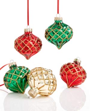 Holiday Lane Set of 5 Glass Ball Ornaments