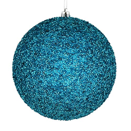 Vickerman 531792-4.75″ Turquoise Beaded Ball Christmas Tree Ornament (6 pack) (N185712D)