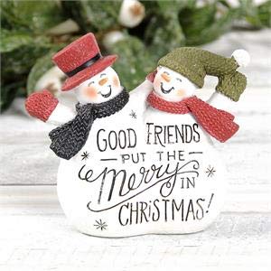 Blossom Bucket Good Friends Put The Merry in Christmas Snowman Couple