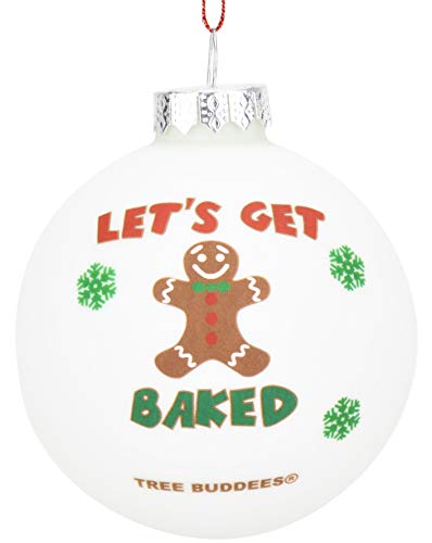 Tree Buddees Gingerbread Man Get Baked Funny Glass Christmas Ornament