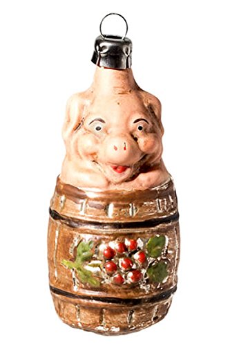 Marolin Pig in Barrel MA2011047 German Glass Ornament w/Gift Box