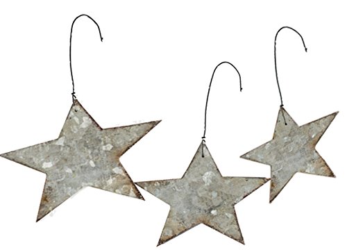 Primitives by Kathy Tin .88 inch and 1.25 inch and 1.88 inch Across Ornament Galvanized Stars