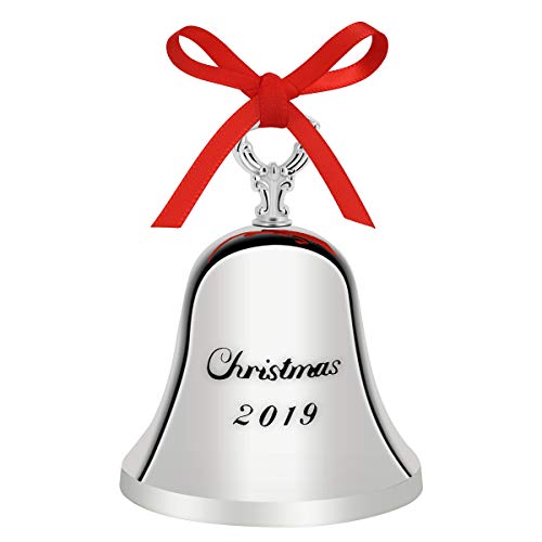 Cleaky 2019 Christmas Bell Holiday Tree Ornament Decoration with Red Tie Hanging Ribbon Engraved Bell Ornament