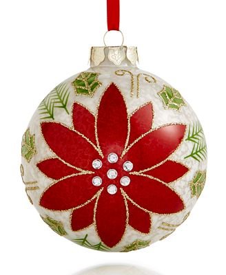 Holiday Lane 2017 Glass Poinsettia Ball Ornament