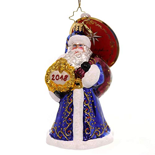 Christopher Radko 2018 Dated A Year To Remember Santa Glass Ornament