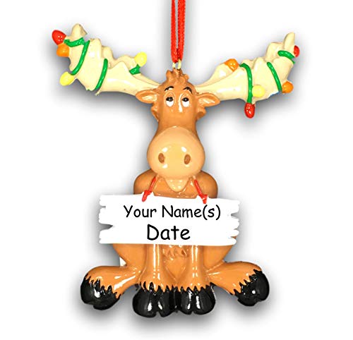 Personalized Christmas Moose Christmas Ornament – Custom Name and Date