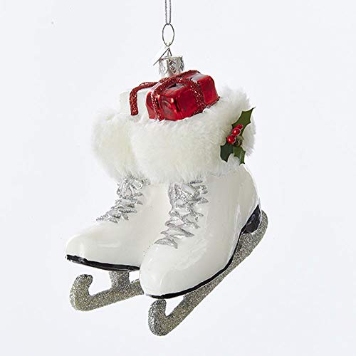 Kurt-Adler Glass Ornament with S-Hook and Gift Box, Sport Collection (Ice Skate Boots)
