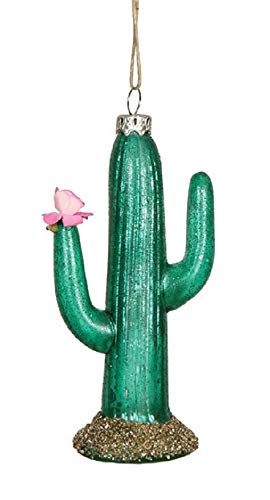 Creative Co-op Western Desert Cactus Glass Hanging Ornament