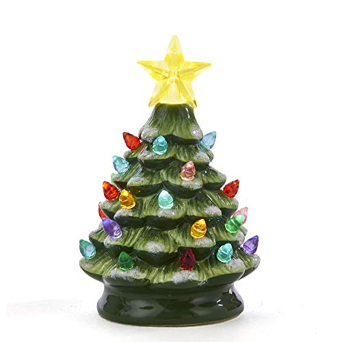 Kurt Adler 5.5″ B/O Green LED Tree W/WHT Glitter Ornament