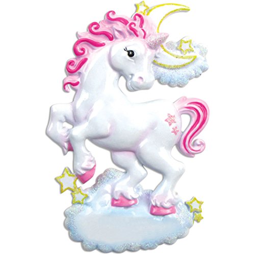 Personalized Unicorn Christmas Tree Ornament 2019 – Fairy Pink Rainbow Adventure Horn Wings Hooves Moon Stars Dreamer Fantastic Ride Baby Girl Boy Gift Pixie Magic – Free Customization