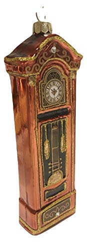 One Hundred 80 Degrees Orange Grandfather Handcrafted Glass Clock Holiday Ornament