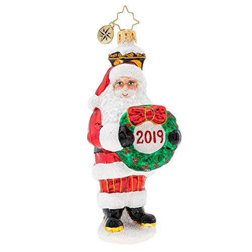 Christopher Radko Hand-Crafted European Glass Christmas Decorative Figural Ornament, Celebrate 2019 Santa!