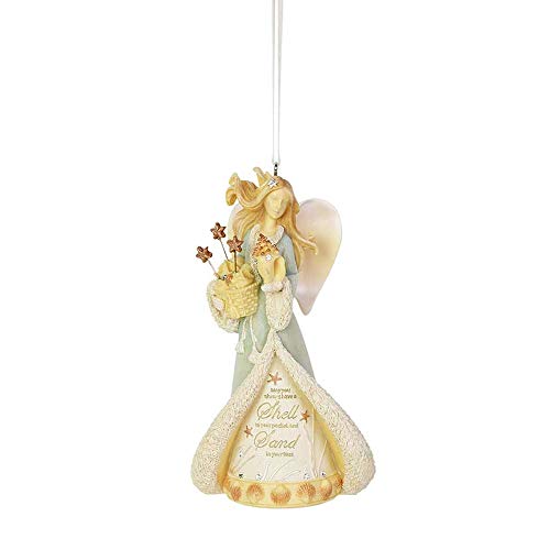 Foundations Stone Resin Hanging Ornament with S-Hook (Seaside Angel, 6004110)