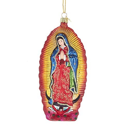 Kurt Adler Noble Gems Our Lady of Guadalupe Glass Hanging Ornament, 5.25 inches Tall