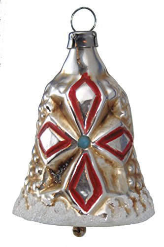 Marolin Little Red Bell with Glitter MA2011117F German Glass Ornament w/Gift Box