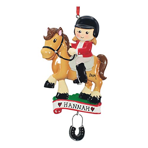 Personalized Christmas Tree Decoration Ornament 2019 – Traditional Home Décor – New Year Santa Gift – Holiday Fun w Hanging Hook – Horse Rider – Free Customization