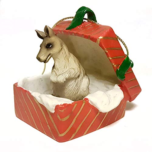 KANGAROO Grey in Red Gift Box Christmas Ornament New RGBA64