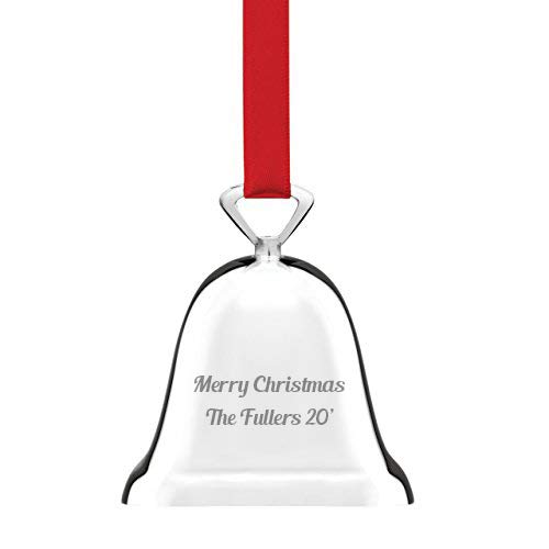Reed & Barton Personalized Plain Silver-Plated Christmas Bell Ornament, Custom Engraved Holiday Decoration