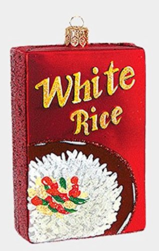 Pinnacle Peak Trading Company Box of White Rice Food Polish Mouth Blown Glass Christmas Ornament