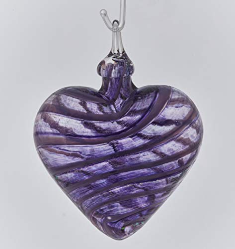 Glass Eye Studio Artisan Purple Jasmine Designer Heart Ornament