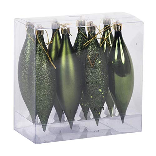 Vickerman 480335-5.5″ Moss Green 4 Assorted Finish Drop Christmas Tree Ornament (8 pack) (N500164)