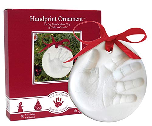 Child to Cherish Marshmallow Clay Baby Handprint or Footprint First Christmas Ornament Kit