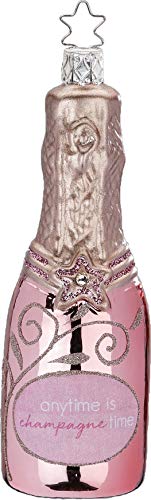 Inge-Glas Pink Champagne Time 10194S019 German Glass Christmas Ornament
