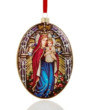Holiday Lane Glass Holy Mother & Child Oval Ornament