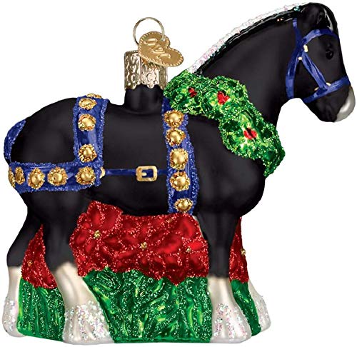 Old World Christmas Glass Blown Ornament Black Clydesdale (12477)