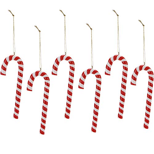 Sea Team Assorted Clay Figurine Ornaments Candy Cane Hanging Charms Christmas Tree Ornament Holiday Decorations, 5.3 inches, Set of 12