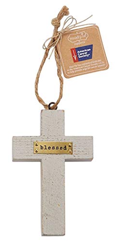 Mud Pie Blessed Wooden Cross American Cancer Society Ornament