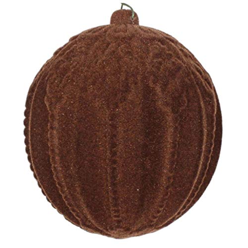 Vickerman 612873-4″ Chocolate Flocked Ball Christmas Tree Ornament (3 pack) (MT196575D)