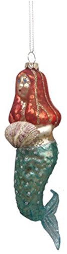 Primitives by Kathy Red Haired Mermaid Glass Ornament