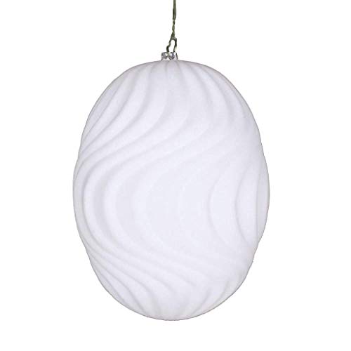 Vickerman 612576-6″ White Flocked Wave Ball Christmas Tree Ornament (2 pack) (MT196111D)