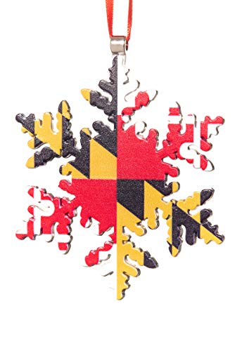 Collegiate Pulse Maryland Flag Snowflake Christmas Ornament