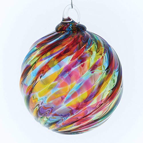 Glass Eye Studio Rainbow Twist Round Ball Ornament