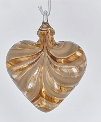 Glass Eye Studio Limited Golden Amber Twist Designer Heart Ornament