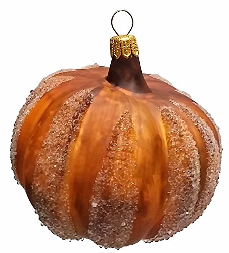 Pinnacle Peak Trading Company Orange Pumpkin Polish Blown Glass Christmas Ornament Holiday Decoration