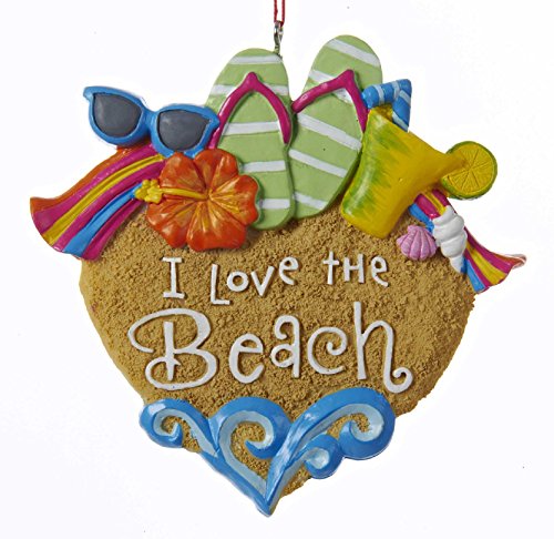 Kurt Adler I Love The Beach Sandals Sunglasses Shells Christmas Ornament