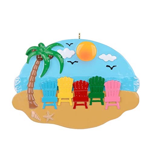 MAXORA Personalized Christmas Ornament 2019 Sand Chair Family of 5